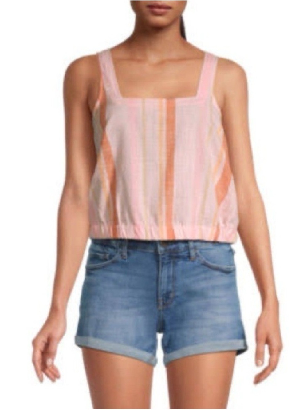 NWT a.n.a Striped Pink Square-Neck Tank Top